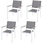 Avestar lot de 4 chaises de jardin empilables, chaises de patio textilene avec accoudoirs en faux bois ...