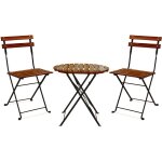 Avolio bistro - ensemble de jardin avec petite table et 2 chaises pliantes en acier et bois avec finition ...