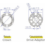 Avosdim - adaptations moteur axe ogive 70mm - pour moteur 45mm