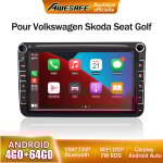 Awesafe 4g autoradio android 13 pour golf 5 6 vw passat polo seat skoda 4go + 64go avec 8'' cran tactile ...
