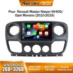 Awesafe autoradio android 13 2go + 32go pour renault master nissan nv400 / opel movano (2010 - 2016) ...