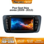 Awesafe autoradio android 13 2go + 32go pour seat ibiza 6j (2009 - 2013) 7'' �cran avec carplay gps bluetooth ...