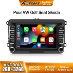 Awesafe autoradio android 13 pour golf 5 6 vw passat polo seat skoda 2go + 32go avec 7'' cran tactile ...