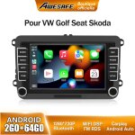 Awesafe autoradio android 13 pour golf 5 6 vw passat polo seat skoda 2go + 64go avec 7'' cran tactile ...