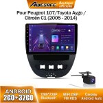 Awesafe autoradio android 13 pour peugeot 107 toyota aygo citroen c1 (2go + 32go) 10'' �cran carplay ...