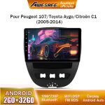 Awesafe autoradio android 13 pour peugeot 107 toyota aygo citroen c1 (2go + 32go) 10'' �cran avec carplay ...