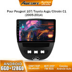 Awesafe autoradio android 13 pour peugeot 107 toyota aygo citroen c1 (6go + 128go) 10'' �cran avec carplay ...