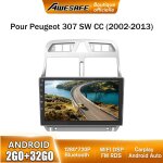 Awesafe autoradio android 13 pour peugeot 307 307cc 307sw (2002 - 2013) 2go + 32go 9'' cran tactile ...