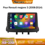 Awesafe autoradio android 13 pour renault megane 3 (2008 - 2014) 2go + 32go avec 9'' �cran tactile carplay ...