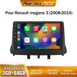 Awesafe autoradio android 13 pour renault megane 3 (2008 - 2014) 2go + 64go avec 9'' �cran tactile carplay ...