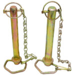 Axe d'attelage avec chaine, goupille et poign�e repliable diam�tre 19mm x longueur 99mm cheville barre ...