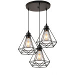 Axhup - lustre suspension 3 lumieres en metal e27 20, 5cm noir