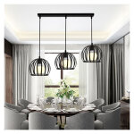 Axhup - suspension luminaire industrielle 3 tete retro lustre cage luminaire noir