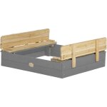 Ella bac � sable enfant gris - 100 x 95 cm bac � sable pour enfants en bois fsc avec couvercle & banc ...