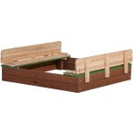 Axi ella xl bac  sable enfant - 120 x 120 cm bac  sable pour enfants en bois avec couvercle marron ...
