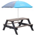Nick table pique nique avec parasol anthracite & gris 95 x 97 x 48 cm - table de pique nique enfant pour ...