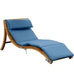 Salina chaise longue de jardin en bois, bleu transat avec pare - soleil amovible & coussin pour l'extrieur ...