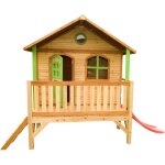 Stef maison enfant avec toboggan rouge aire de jeux pour l'extrieur en marron & vert maisonnette / cabane ...