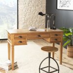 Api - bureau 5 tiroirs marron bois teck Api - bureau 5 tiroirs marron bois teck