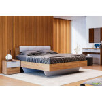 Azura home design - lit asto avec chevets , blanc laqu et chne clair 160x200 cm