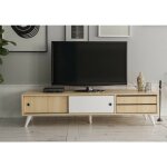 Azura home design - meuble tv eduardo 160 cm blanc et bois