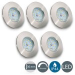 B. k. licht - lot de 5 spots led encastrables ip44 ultra - plat dimmable spciale salle de bain platine ...