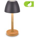 B. k. licht - briloner serina wood lampe de table led sans fil ip44, dimmable, tactile, lumire blanche ...