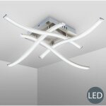 B. k. licht - plafonnier led design 4 led lustre plafond moderne clairage salon nickel - mate