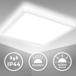 B. k. licht - plafonnier led ultraplat salle de bain ip44 18w 2400lm 29x29cm, blanc, lumi�re indirecte ...