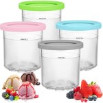 Bacs � cr�me glac�e, lot de 4 r�cipient � cr�me glac�e, bac � glace avec couvercle, pour nc299amz nc301 ...