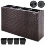 Bac à fleurs en polyrotin jardinière 4 compartiments 95x27x60 cm pot de fleurs bac intérieur extérieur ... Bac à fleurs en polyrotin jardinière 4 compartiments 95x27x60 cm pot de fleurs bac intérieur extérieur ...