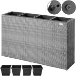 Bac à fleurs en polyrotin jardinière 4 compartiments 95x27x60 cm pot de fleurs bac intérieur extérieur ... Bac à fleurs en polyrotin jardinière 4 compartiments 95x27x60 cm pot de fleurs bac intérieur extérieur ...