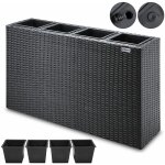Bac  fleurs en polyrotin jardinire 4 compartiments 95x27x60 cm pot de fleurs bac intrieur extrieur ...