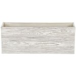 Bac  fleurs rectangulaire blanc effet bois, 42 x 13 x 15 cm, en fibre d'argile pour intrieur et extrieur ...