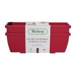 Riviera - bac a fleurs eva - lot 2 jardinieres - plastique - 57 cm - rouge