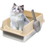 Bac � liti�re en acier inoxydable ferm� avec pelle, contr�le odeurs, pour int�rieur salon balcon appartement ...