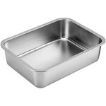 Bac � liti�re antirouille en acier inoxydable, entr�e facile, sans odeur, pour chats en int�rieur