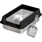 Bac liti�re chat acier inoxydable avec pelle, anti - adh�sif contr�le odeurs balcon jardin appartement ...