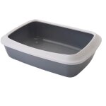 Bac � liti�re avec rebord 42 cm ? plastique gris ? pour chats jusqu'� 4, 9 kg ? design compact et esth�tique ...