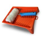 Bac � peinture plat kit anti - gouttes rouleau � poils longs polyester largeur 18 cm � 8 cm - quantit� ...
