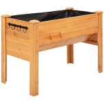 Bac de plantation sur pieds en bois massif naturel, jardini�re sur�lev�e avec syst�me de drainage et ...