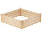 Bac � plantes carr� 102 x 102 x 30 cm avec base ouverte et structure robuste en bois naturel