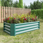 Bac potager sur�lev� 120x61x30 cm en m�tal vert, structure ouverte, acier galvanis�, pour jardin terrasse ...