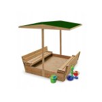 Viking choice - bac à sable avec couvercle, siège et toit - 120x120 cm Viking choice - bac à sable avec couvercle, siège et toit - 120x120 cm