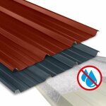 Bacacier - t�le bac acier avec feutre r�gulateur de condensation 2100x1000 mm axel� coloris: rouge tuile ...