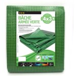 B�che arm�e verte 160g / m� sans ?illets, trait�e anti - uv et �tanche - 3 x 4 - vert