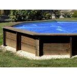 Bche t  bulles pour piscine bois ronde lili 2 de 242 cm de diamtre - couleur bleu
