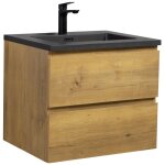 Meuble de salle de bain angela 60 cm - lavabo noir - chne - lav
