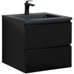Meuble de salle de bain angela 60 cm - lavabo noir - noir mat -