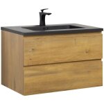 Meuble de salle de bain angela 80 cm - lavabo noir - ch�ne - arm